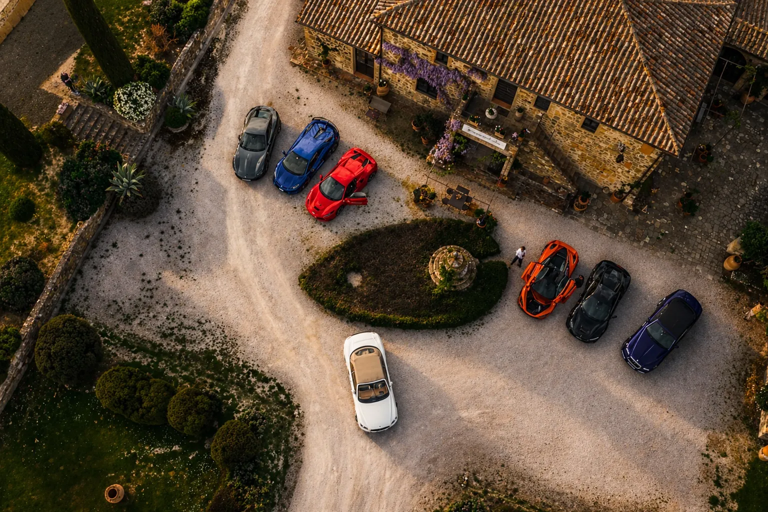 Supercars at the Tuscan estate